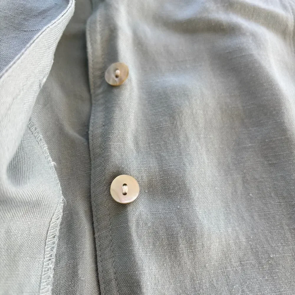 90s Vintage Anne Brooks Petite Linen Blend Sleeveless Button Up Blouse Size 14 - Picture 12 of 12